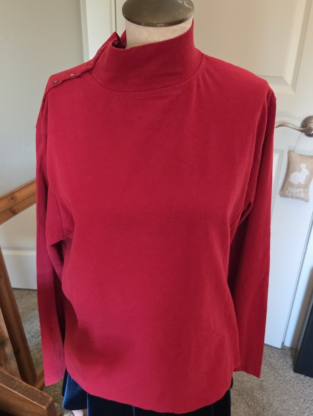 Eddie Bauer Women's Crimson Mock Neck Long Sleeve Top Vintage New XXL